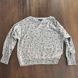 Lucky Brand Gray Polka Dot Knit Sweater Size Large NWOT